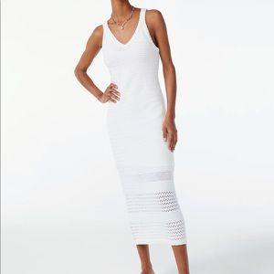 Scoop white crochet midi long dress NWT Large